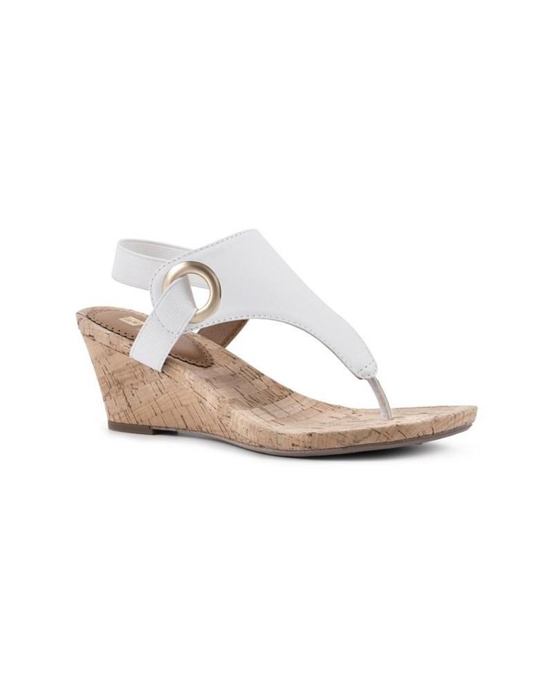 Aida Thong Wedge Sandals White $37.13 Shoes