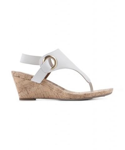 Aida Thong Wedge Sandals White $37.13 Shoes