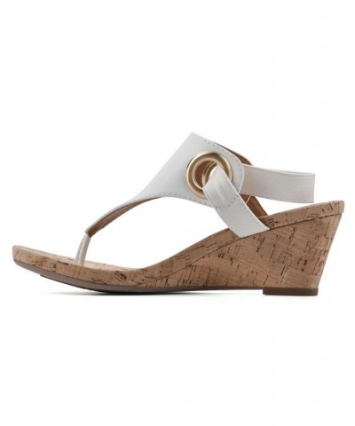 Aida Thong Wedge Sandals White $37.13 Shoes