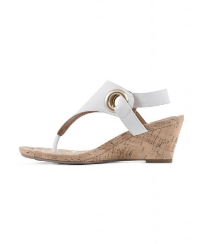 Aida Thong Wedge Sandals White $37.13 Shoes