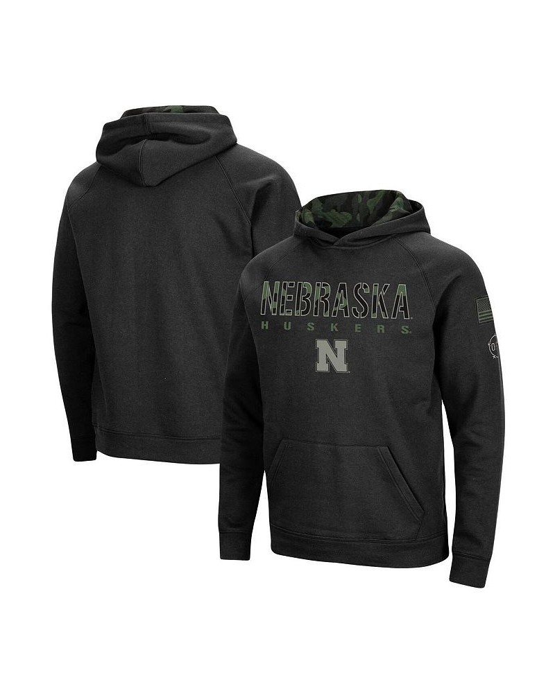 Men's Black Nebraska Huskers Big and Tall OHT Military-Inspired Appreciation Raglan Pullover Hoodie $38.40 Sweatshirt