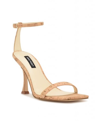 Women's Yess Square Toe Tapered Heel Dress Sandals PD12 $45.60 Shoes