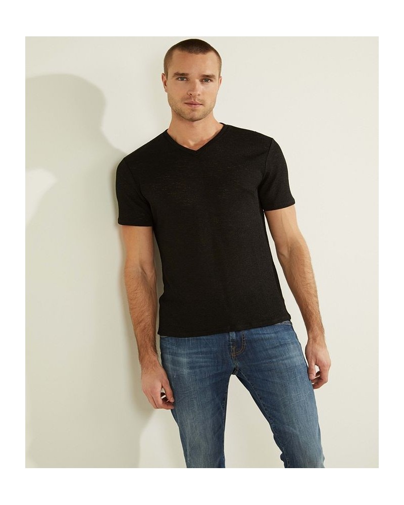 Men's Gauze V-Neck T-shirt Black $30.09 T-Shirts