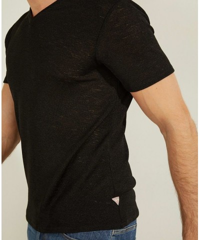 Men's Gauze V-Neck T-shirt Black $30.09 T-Shirts
