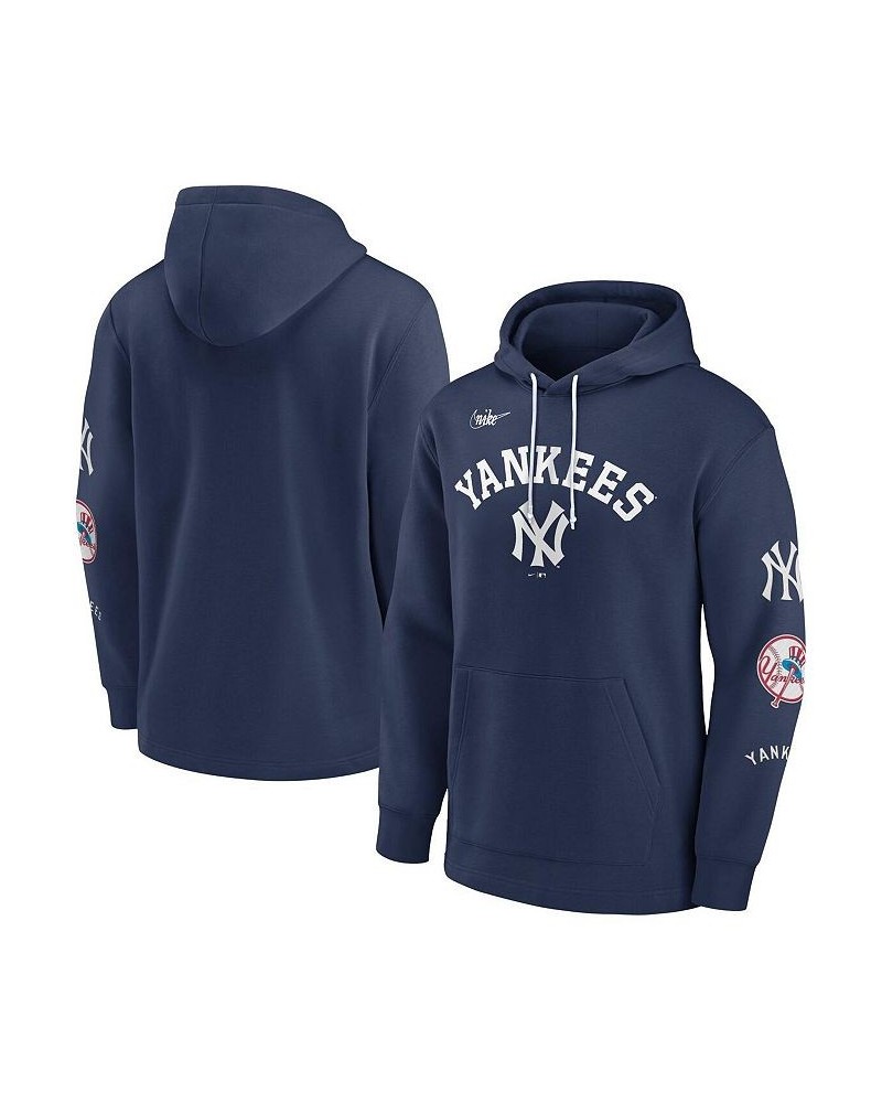 Men's Navy New York Yankees Rewind Lefty Pullover Hoodie $44.65 Sweatshirt