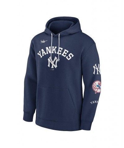 Men's Navy New York Yankees Rewind Lefty Pullover Hoodie $44.65 Sweatshirt