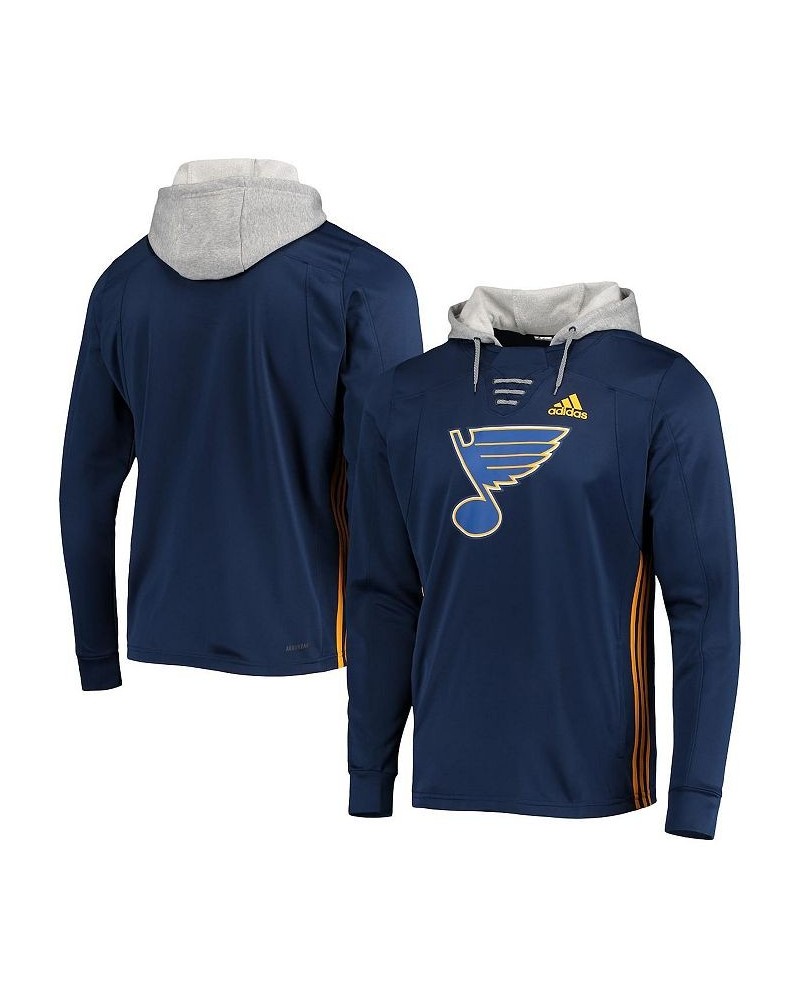 Men's Navy St. Louis Blues Skate Lace Aeroready Pullover Hoodie $46.20 Sweatshirt