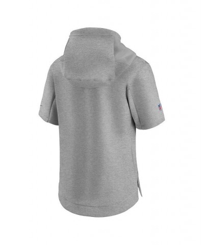 Men's Heathered Gray Seattle Seahawks Sideline Showout Short Sleeve Full-Zip Hoodie Jacket $68.80 Jackets