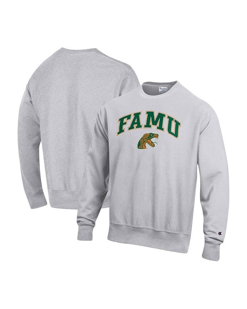 Men's Heathered Gray Florida A&M Rattlers Arch Over Logo Reverse Weave Pullover Sweatshirt $38.24 Sweatshirt