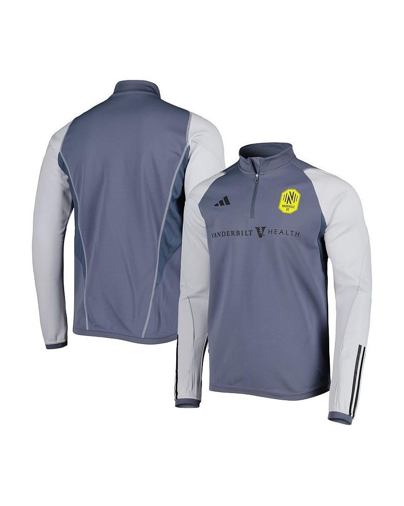 Men's Gray Nashville SC 2023 On-Field AEROREADY Quarter-Zip Training Top $39.95 Tops