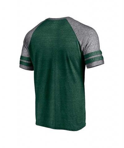 Men's Branded Heather Green Oakland Athletics Utility Two-Stripe Raglan Tri-Blend T-shirt $21.15 T-Shirts