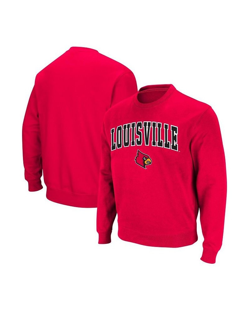 Men's Red Louisville Cardinals Arch and Logo Crew Neck Sweatshirt $30.00 Sweatshirt