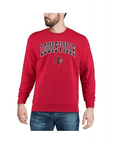 Men's Red Louisville Cardinals Arch and Logo Crew Neck Sweatshirt $30.00 Sweatshirt